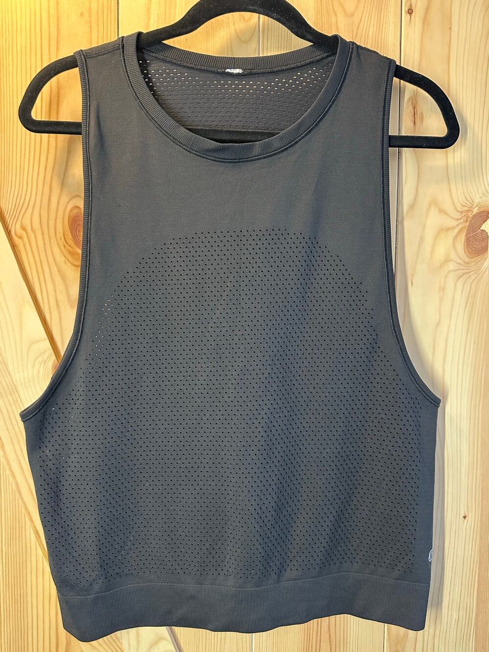 Lululemon Breeze By Muscle Tank II Black Mesh Cropped (No Size Bubble)